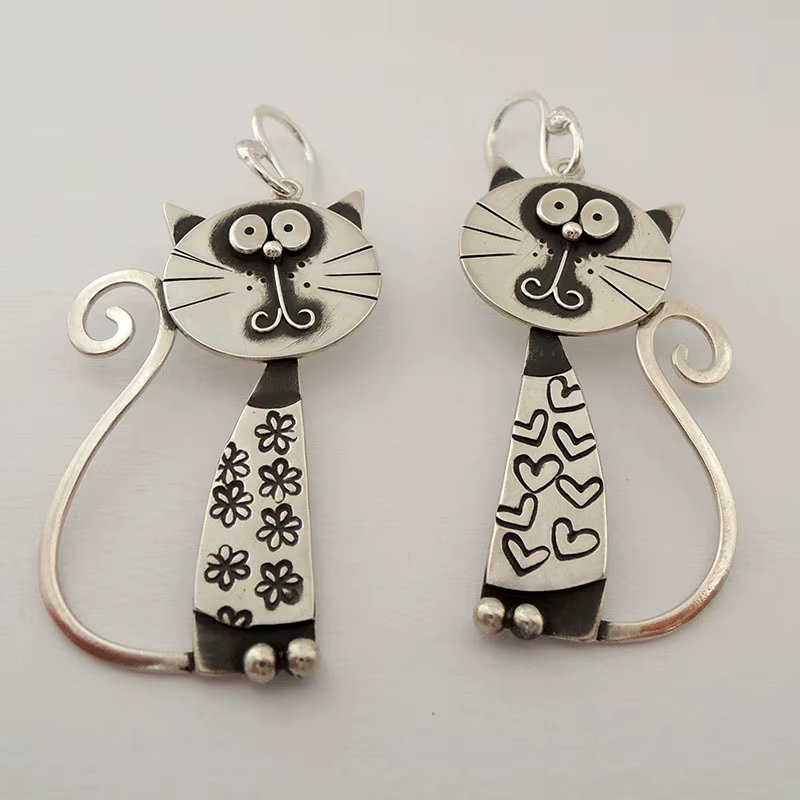Boucles d'oreilles pendantes créatives style chat pour femmes