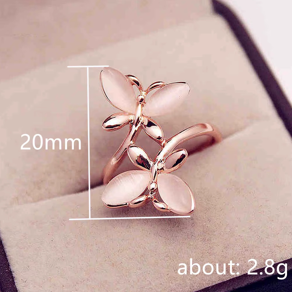 Huitan – bague papillon rose esthétique pour femmes
