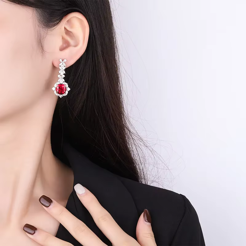 Boucles d'oreilles de luxe Bellux Fine Jewelry en argent S925 avec zircon synthétique