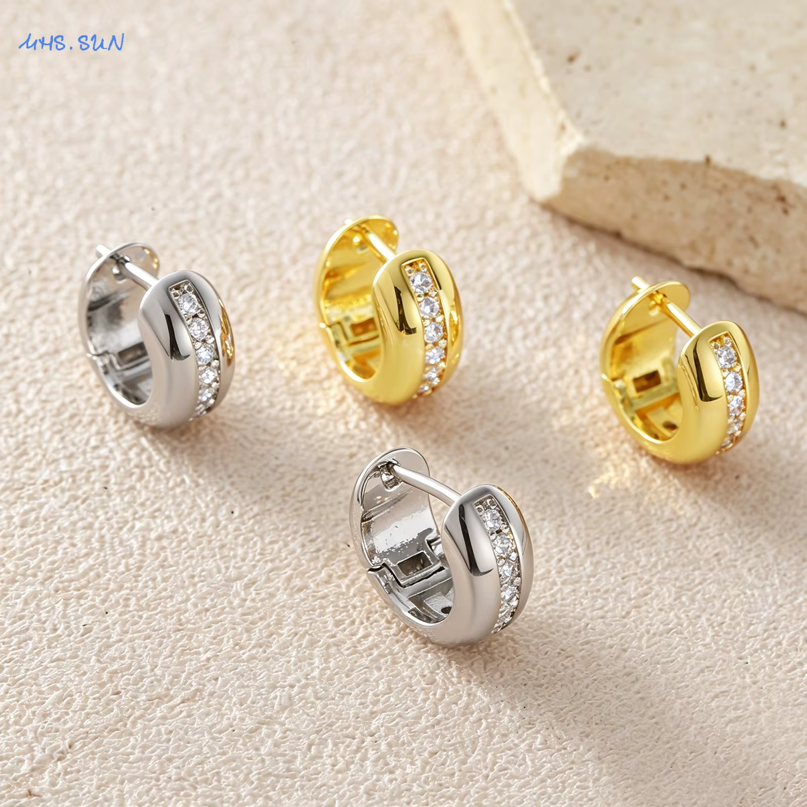 SUNSLL – boucles d'oreilles classiques plaquées or/argent