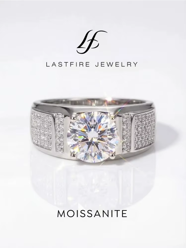 Bagues de mariage de luxe en diamant Moissanite véritable pour hommes