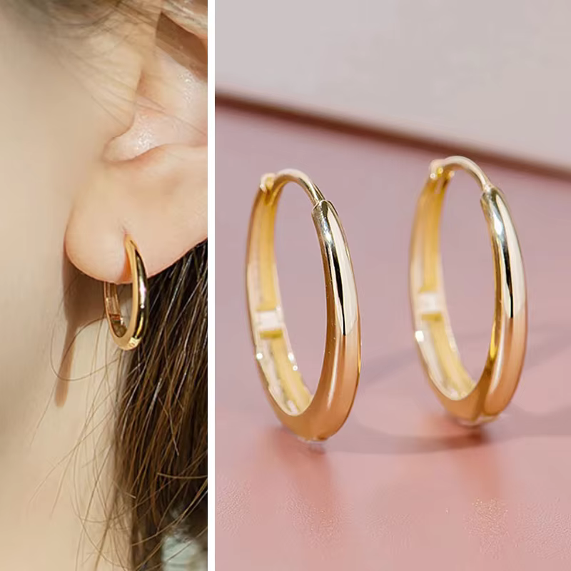 Huitan – boucles d'oreilles créoles polyvalentes couleur or pour femmes