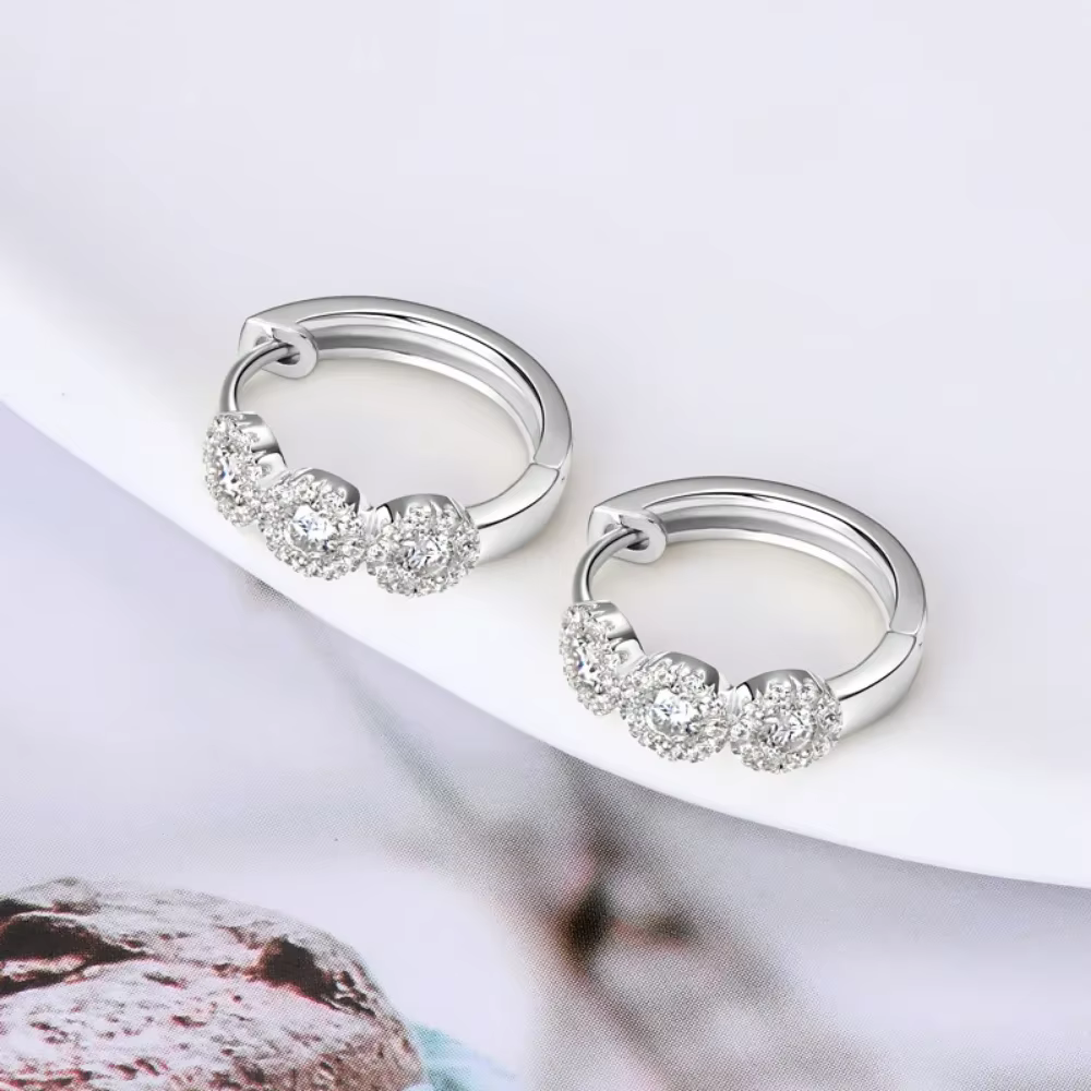 M-JAJA Halo Moissanite boucles d'oreilles pour femmes 925 en argent Sterling diamant