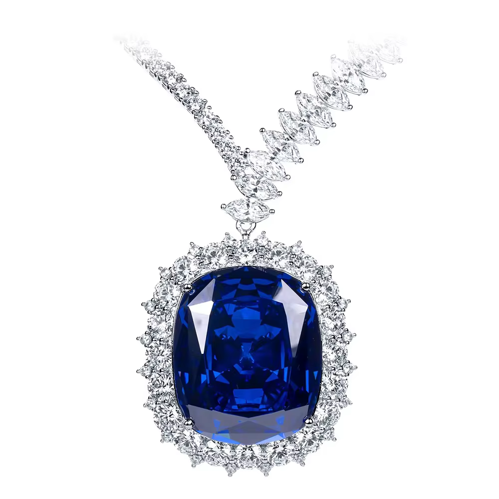 WUIHA 100% 925 argent Sterling laboratoire saphir haute teneur en carbone diamants perles pierres précieuses mariage Cocktail pendentif collier bijoux fins