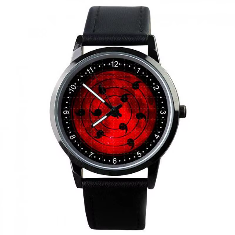 Montre Naruto montre électronique pour hommes bracelet en cuir décontracté montre étanche Animation Uzumaki Naruto Sharingan montre cadeau de vacances