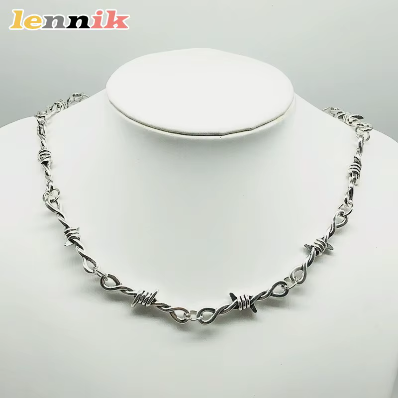 Bijoux LENNIK, collier chaîne en fil barbelé de style gothique punk hip-hop