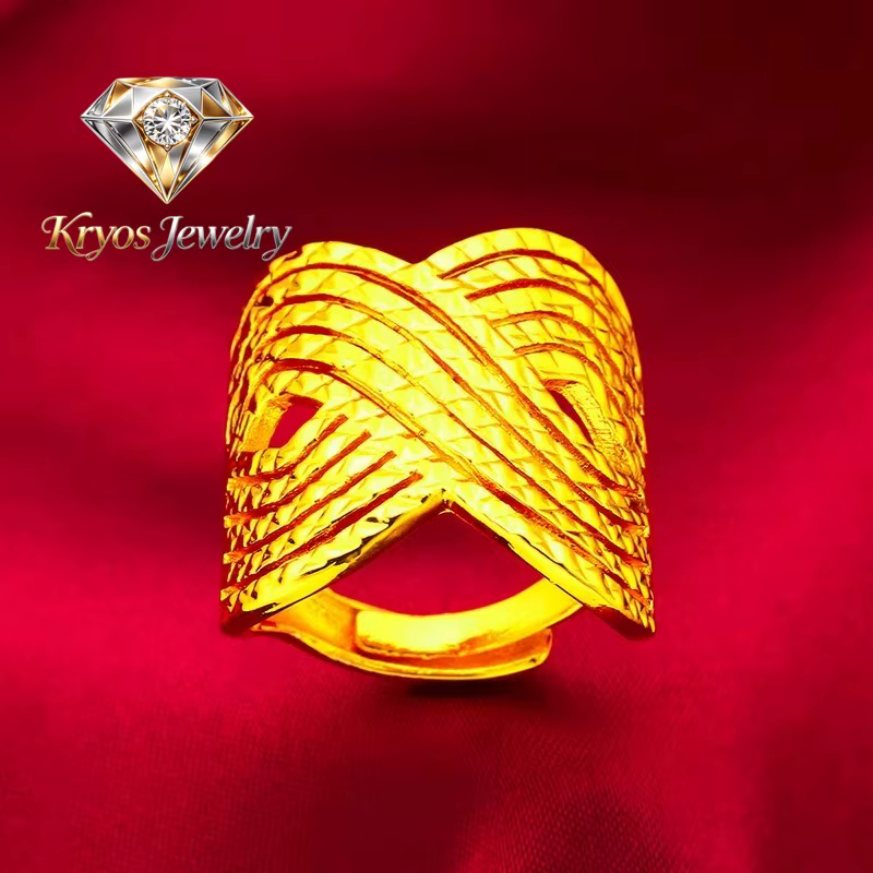Bague torsadée grande taille Kryos Jewelry pour femme en or 24 carats AU999 - Or