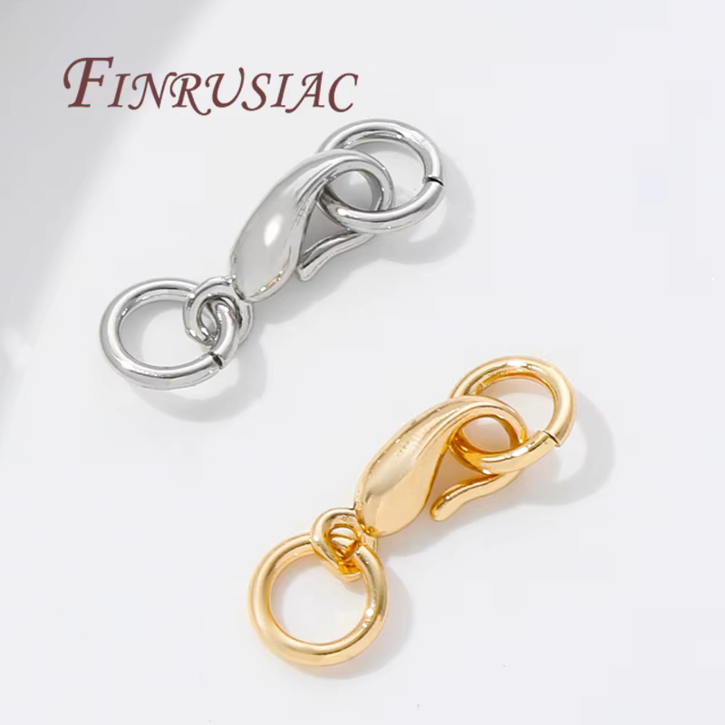 Fermoir pour bijoux plaqué or 14 carats avec connecteurs à anneau ouvert pour accessoires de collier