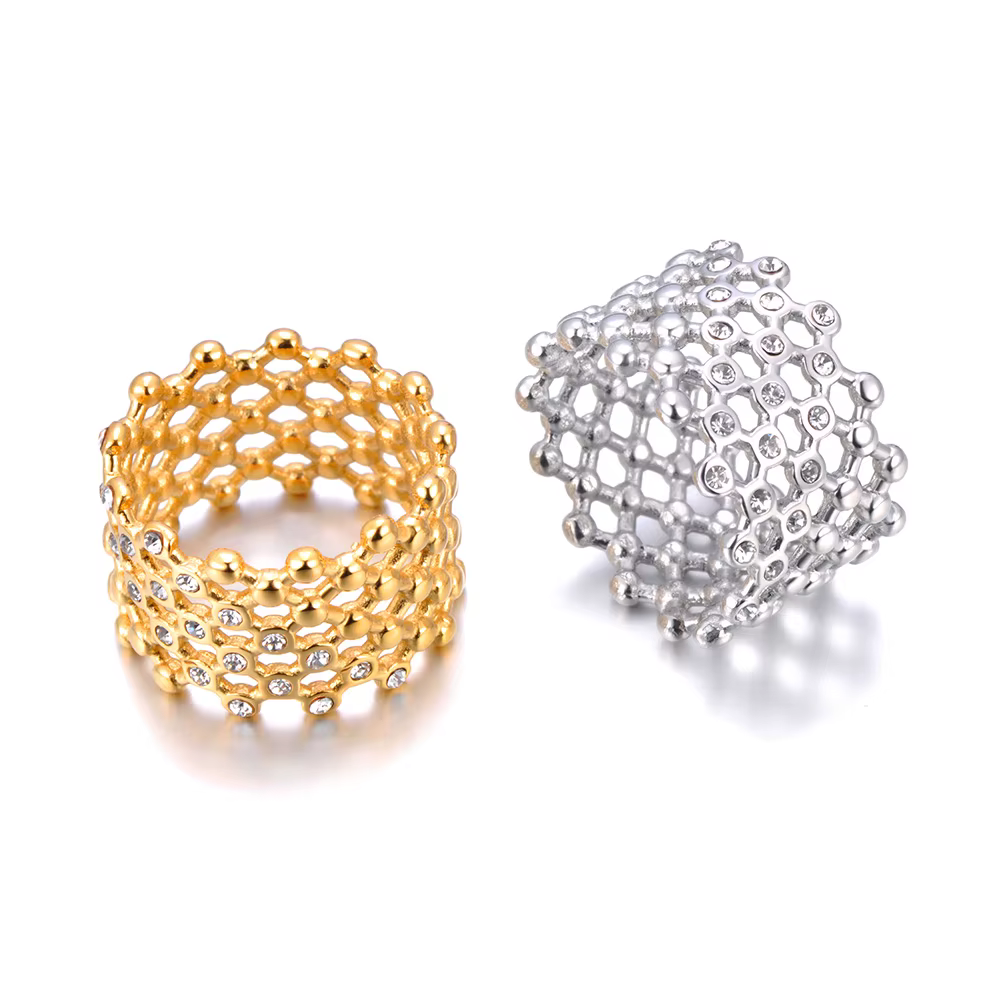 Lokaer cubique Zircon CZ pierre cristal large anneau bijoux femmes en acier inoxydable étanche 18K plaqué or bagues de déclaration R24002