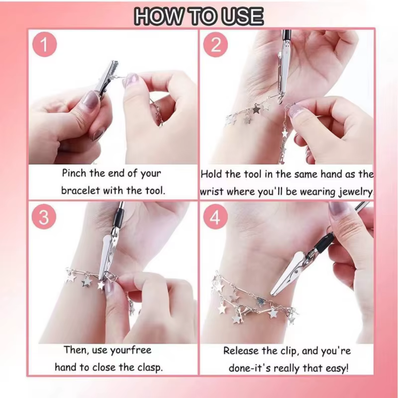 Outil d'aide à la pose de bracelet - Clip multifonctionnel, léger et portable