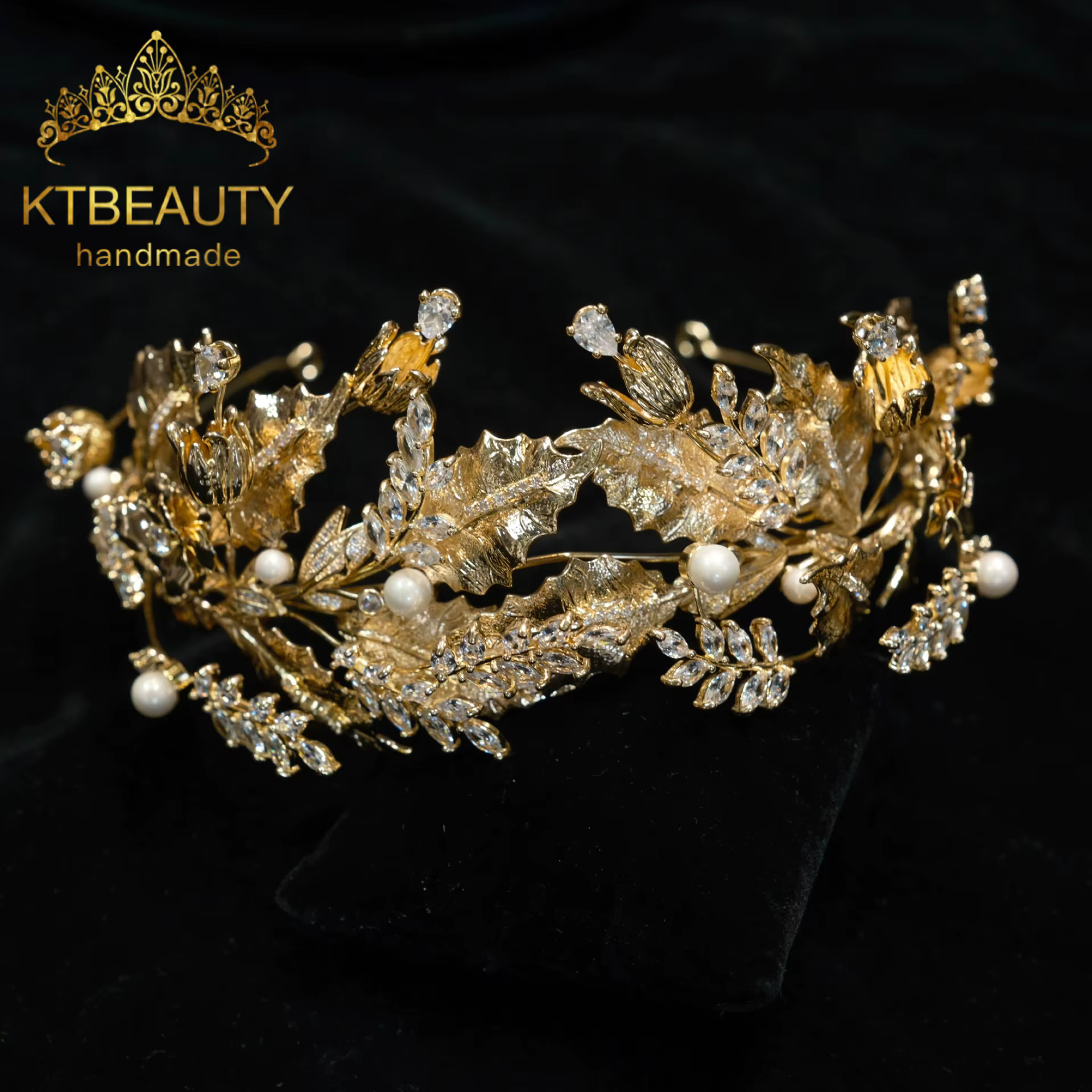 Ktbeauty Coiffe de mariée pour femme avec zircone