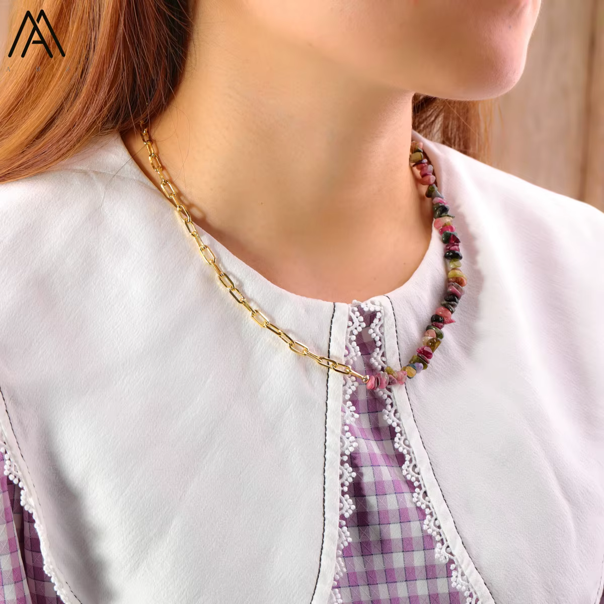 Collier ras du cou court en pierre épaisse pour Femme