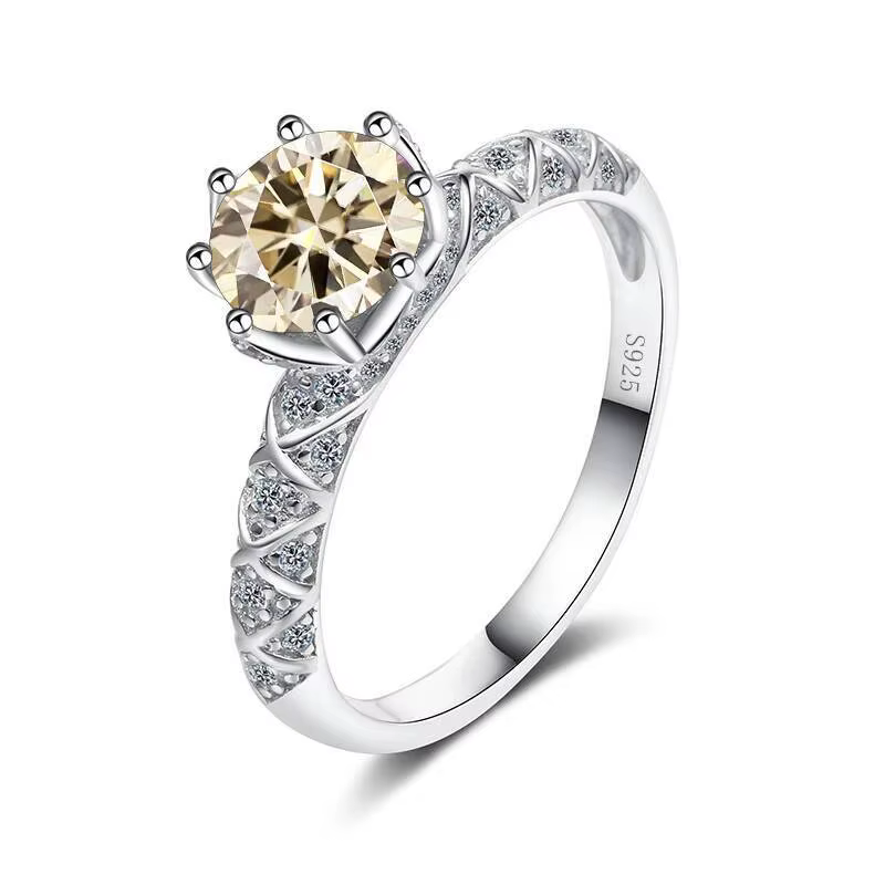 Bague en Moissanite de couleur D VVS 1Ct pour femmes