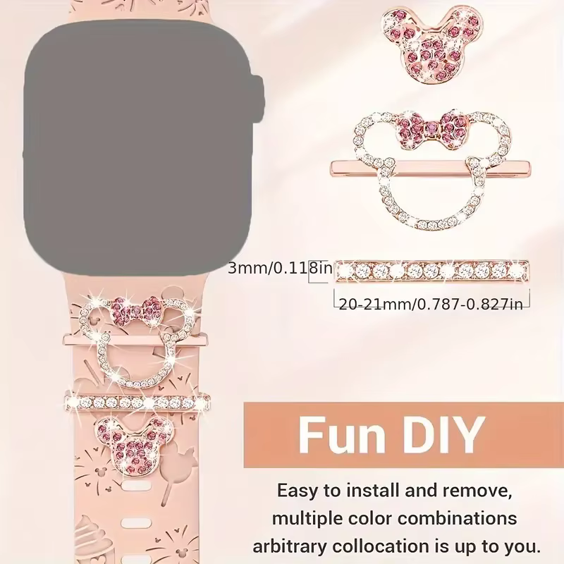 Boucles de bracelet de montre en strass de dessin animé