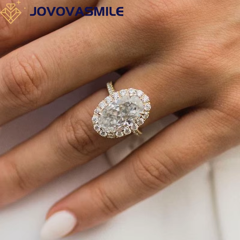 JOVOVASMILE Moissanite bague en or 14k bagues en or pour femmes 7 Carat 9x14mm glace pilée ovale coupe Au750 bijoux de créateur de luxe