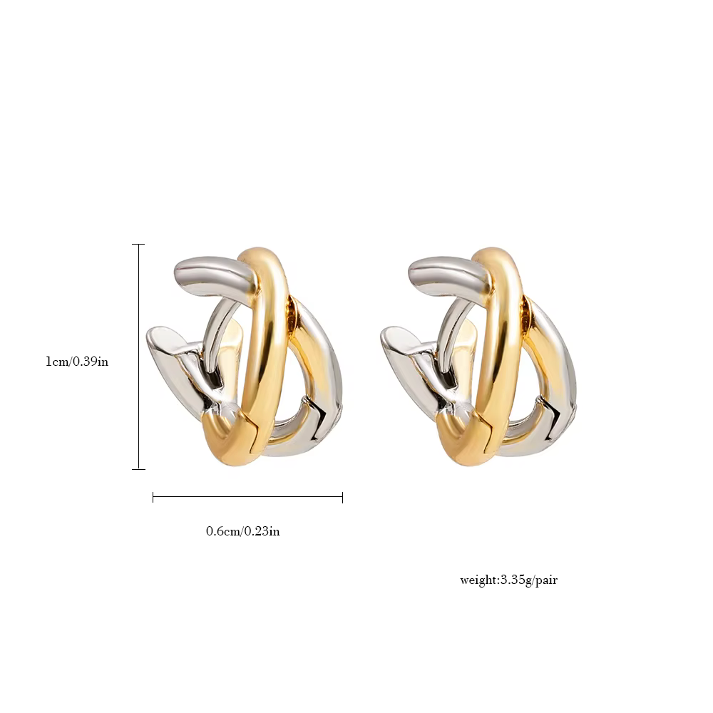 Boucles d'oreilles créoles crd'appareils-cross en métal doré pour femmes