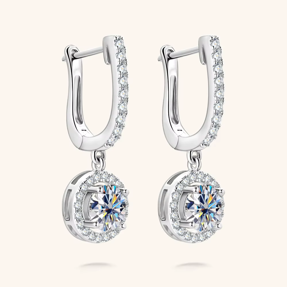 Vinregem GRA 3EX VVS1 D couleur coupe ronde 6.5MM vrais diamants Moissanite pierres précieuses boucles d'oreilles goutte solide 925 en argent Sterling bijoux fins