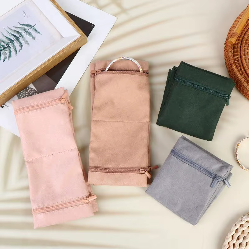 Sac de rangement pour bijoux de voyage avec fermeture éclair