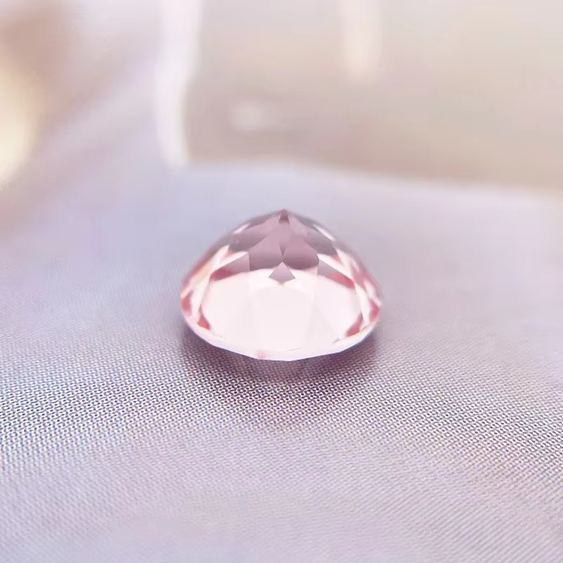 Saphir de laboratoire taille ronde couleur rose Morgan pour la fabrication de bijoux DIY