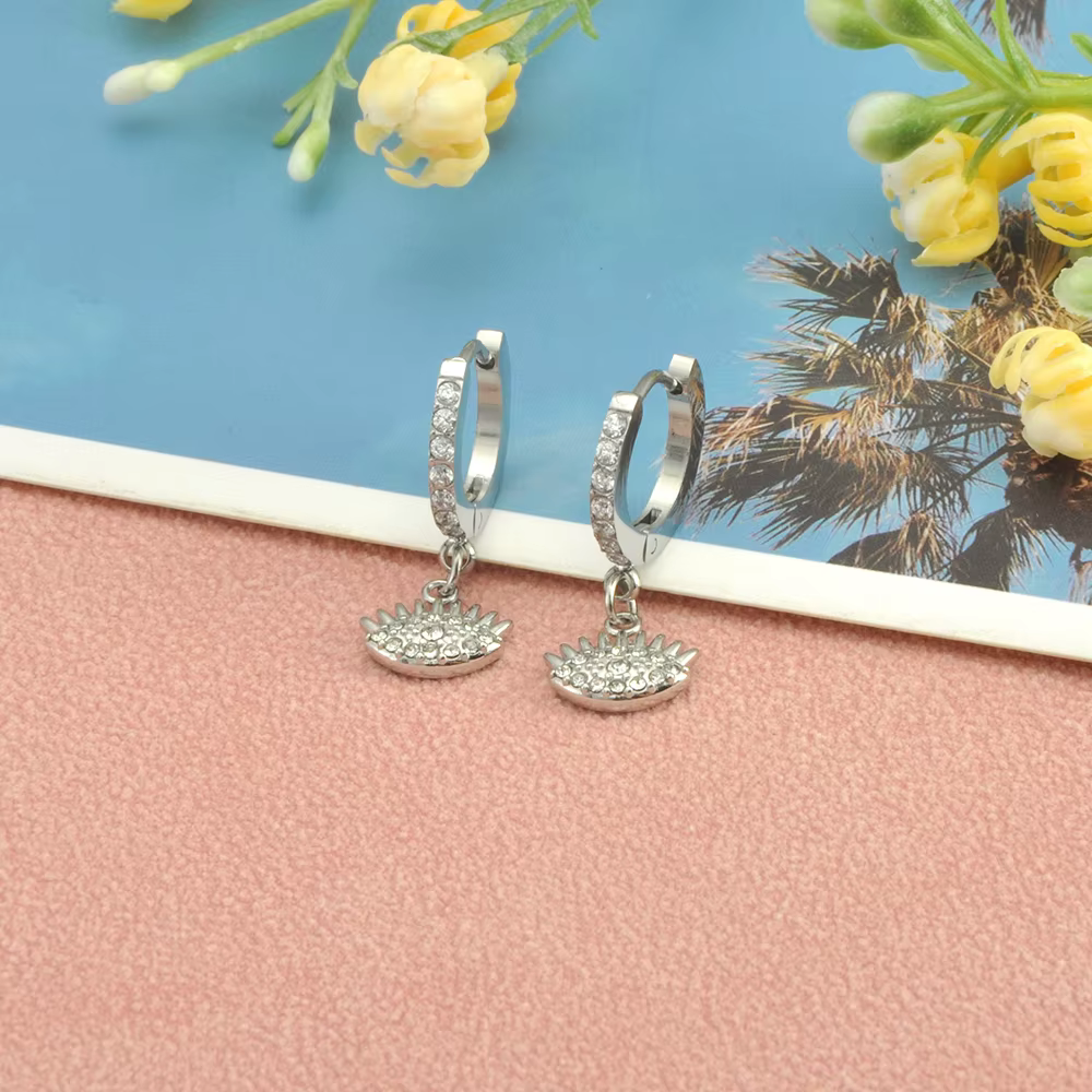 Lokaer ethnique Zircon mauvais œil pendentif boucles d'oreilles pour femmes en acier inoxydable 316L plaqué or boucle
