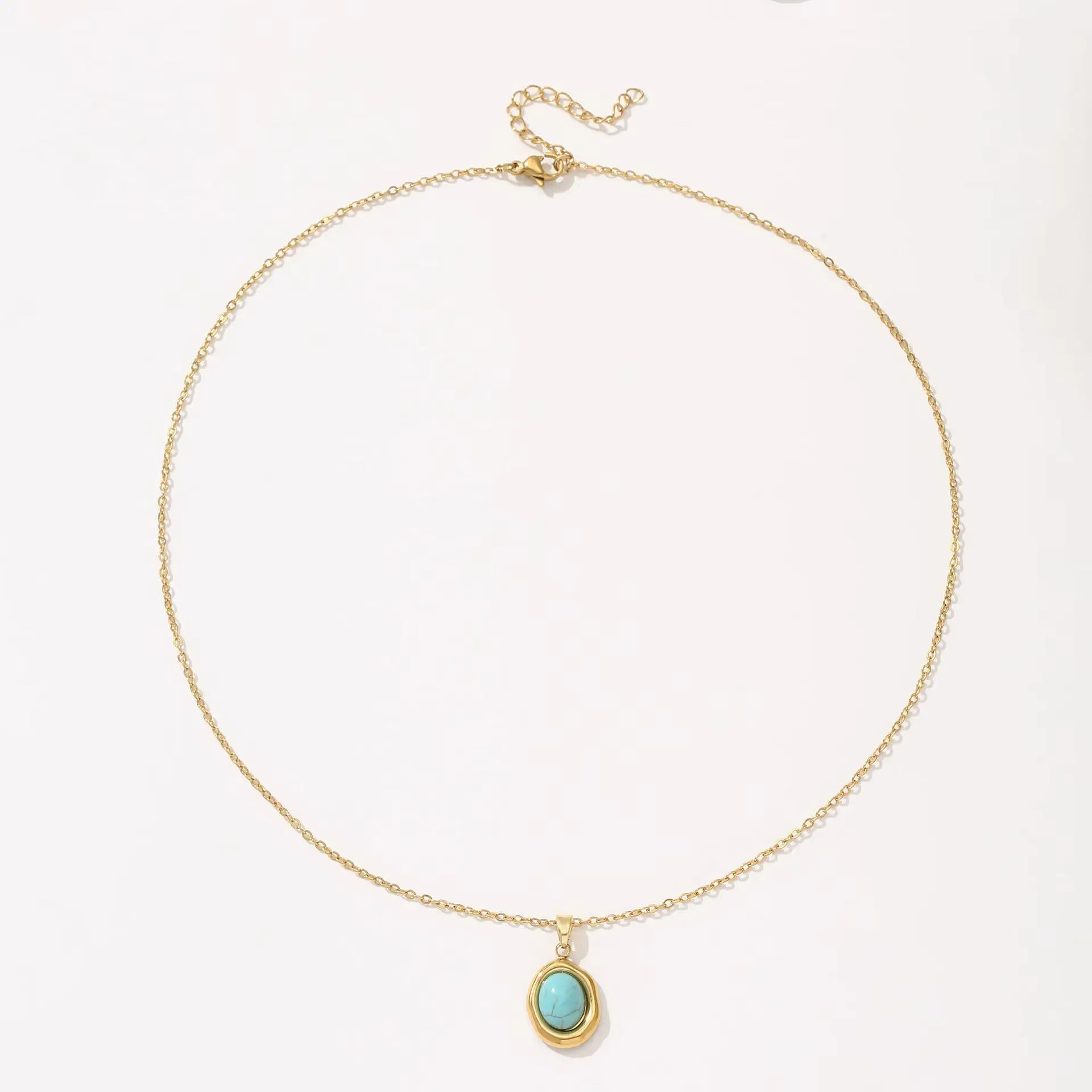 Collier pendentif Turquoise coloré or et argent à la mode