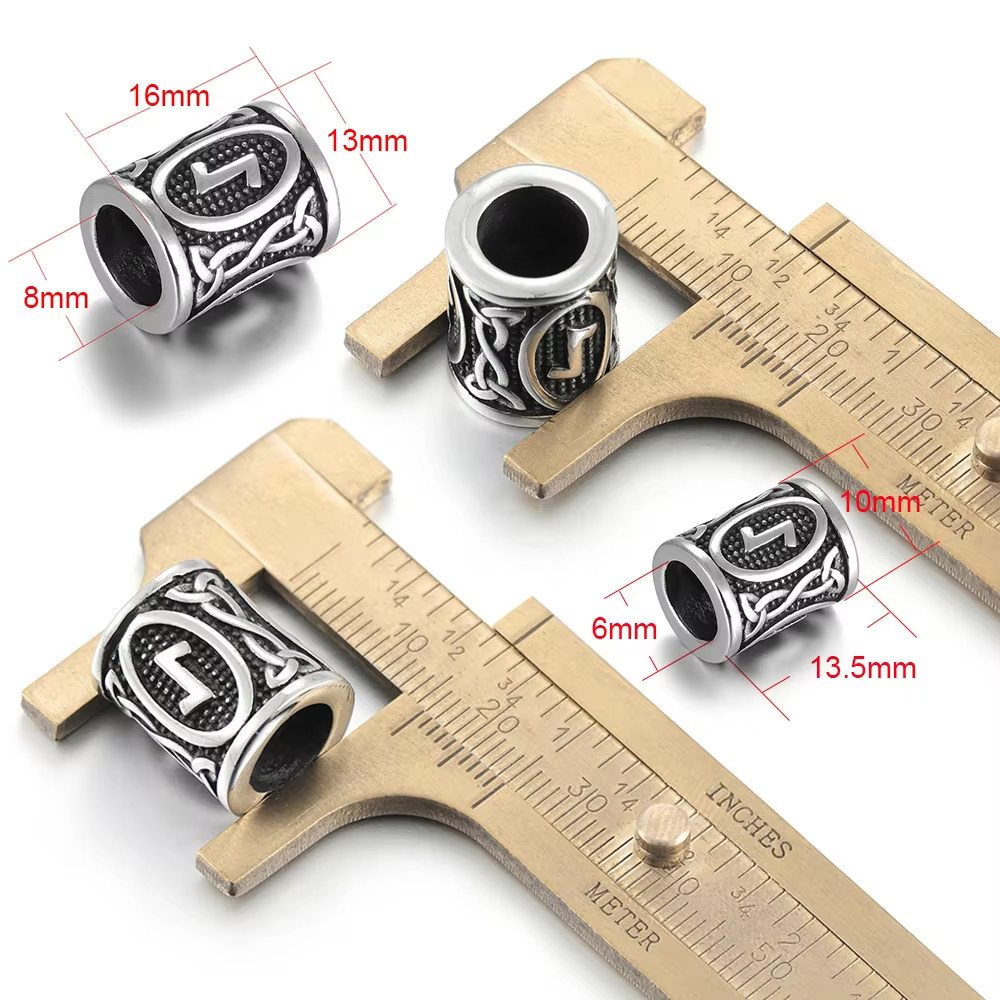 Perles de Rune Viking en acier inoxydable