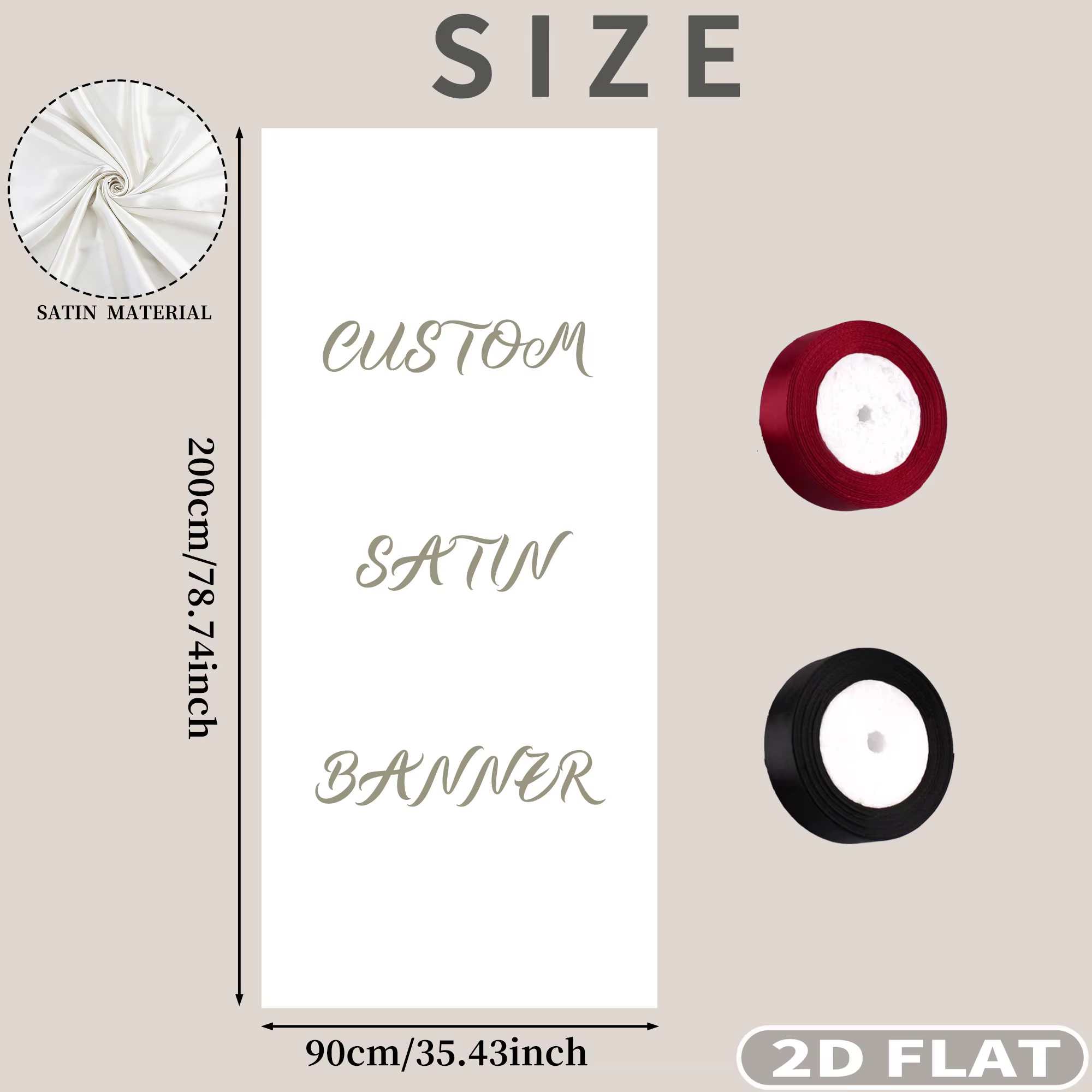1 bannière de bienvenue personnalisée 2D plate en satin 90*200cm