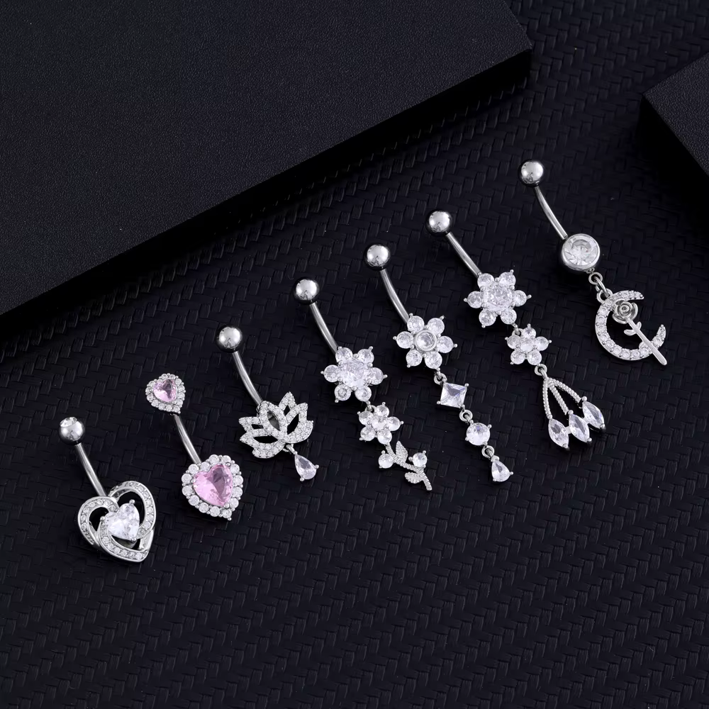 1PC Piercing de nombril long pour femme