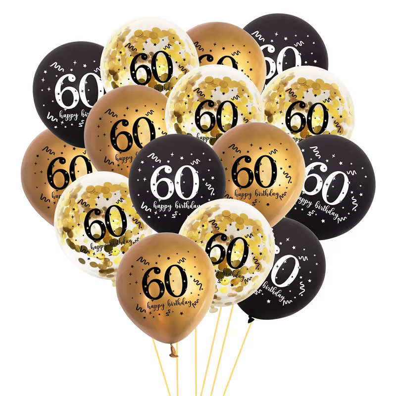 Ballons en Latex noir or 30 40 50 60 ans anniversaire adultes hommes femmes joyeux