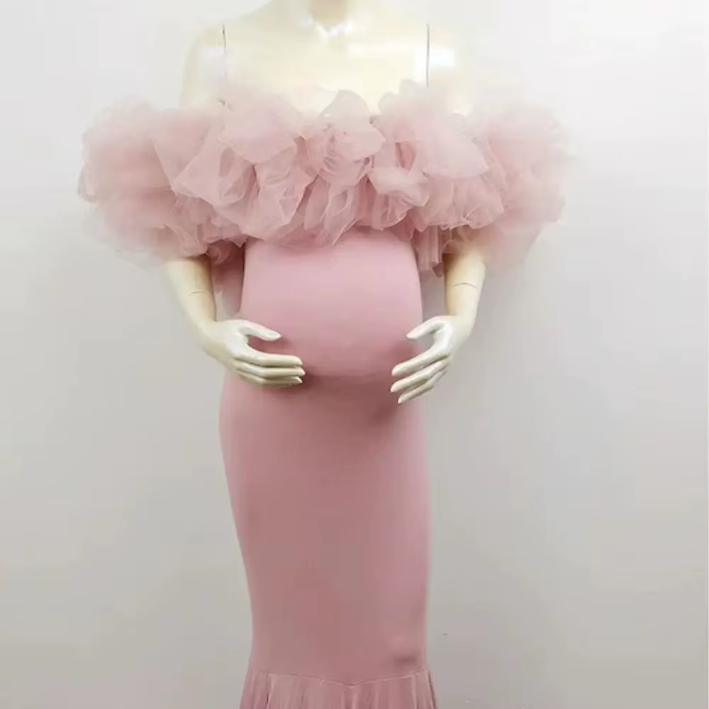 Robe de Créateur Sans Bretelles pour Femme Enceinte