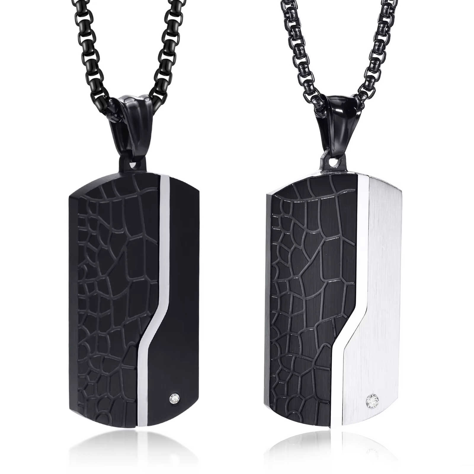 Collier pendentif en acier inoxydable Leon pour homme