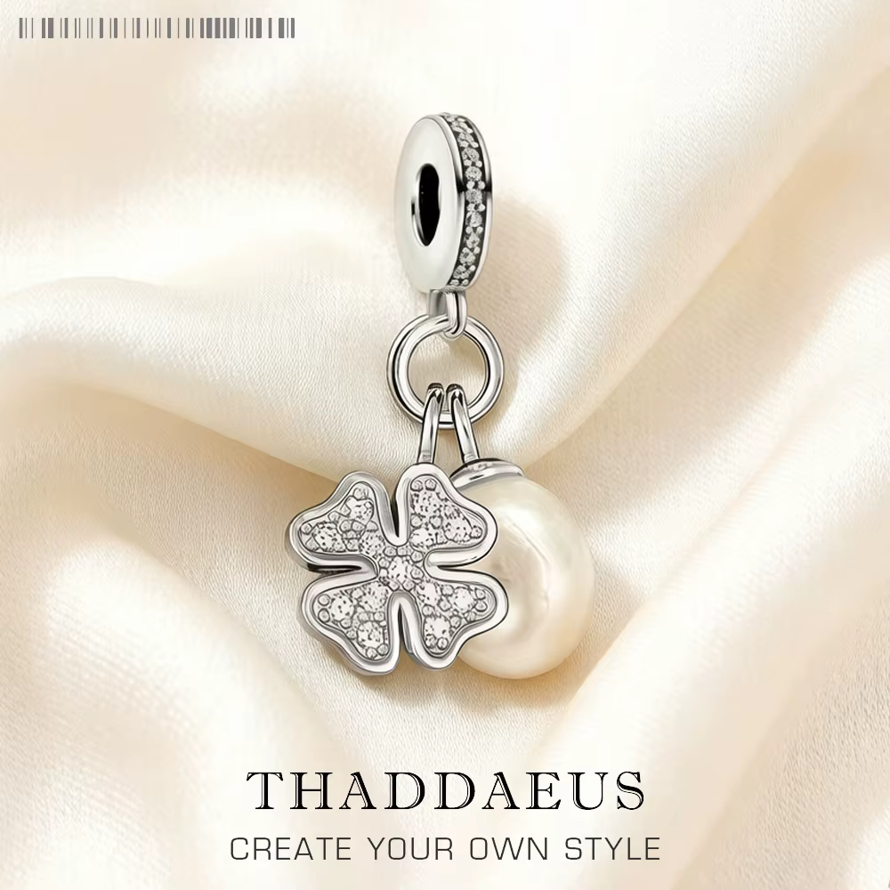 Perle de trèfle en argent Sterling 925 véritable
