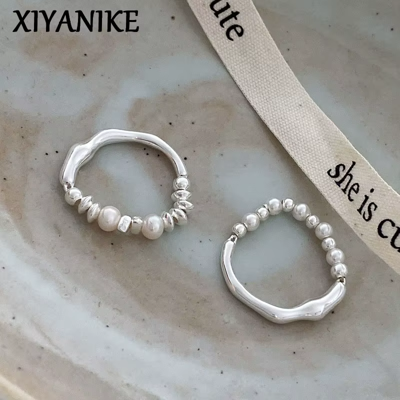 XIYANIKE perles asymétriques perle cordon élastique anneaux pour femmes fille de luxe mode coréenne nouveaux bijoux cadeau fête colheьц® ж