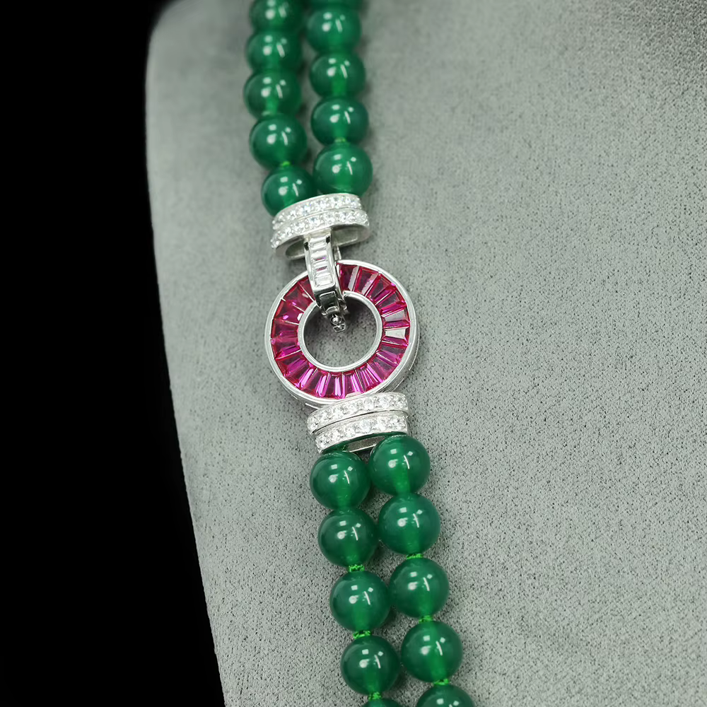 WUIHA Vintage 925 en argent Sterling laboratoire saphir Jade rubis haute teneur en carbone diamant pierres précieuses pendentif collier bijoux fins en gros