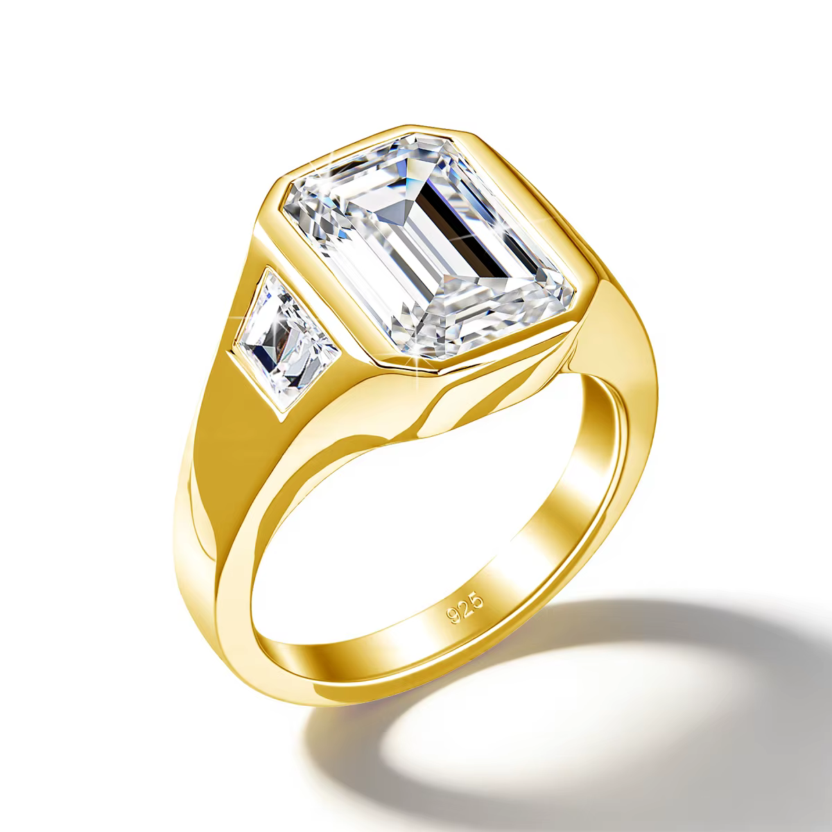 Bagues en Moissanite Taille Émeraude 3CT pour Hommes et Femmes