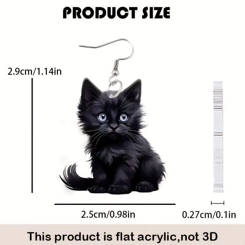 Y2K – boucles d'oreilles pendantes en forme de chat noir pour femmes