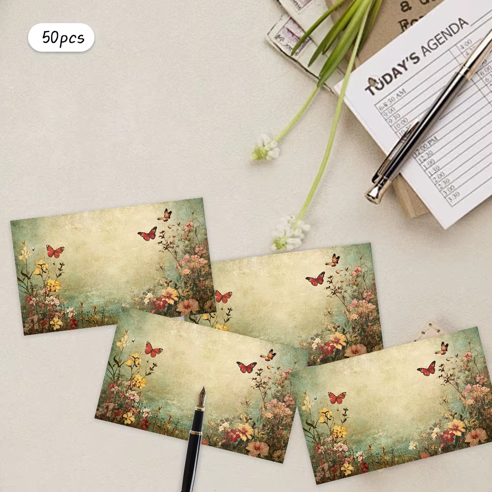 Cartes de vœux vierges florales Vintage