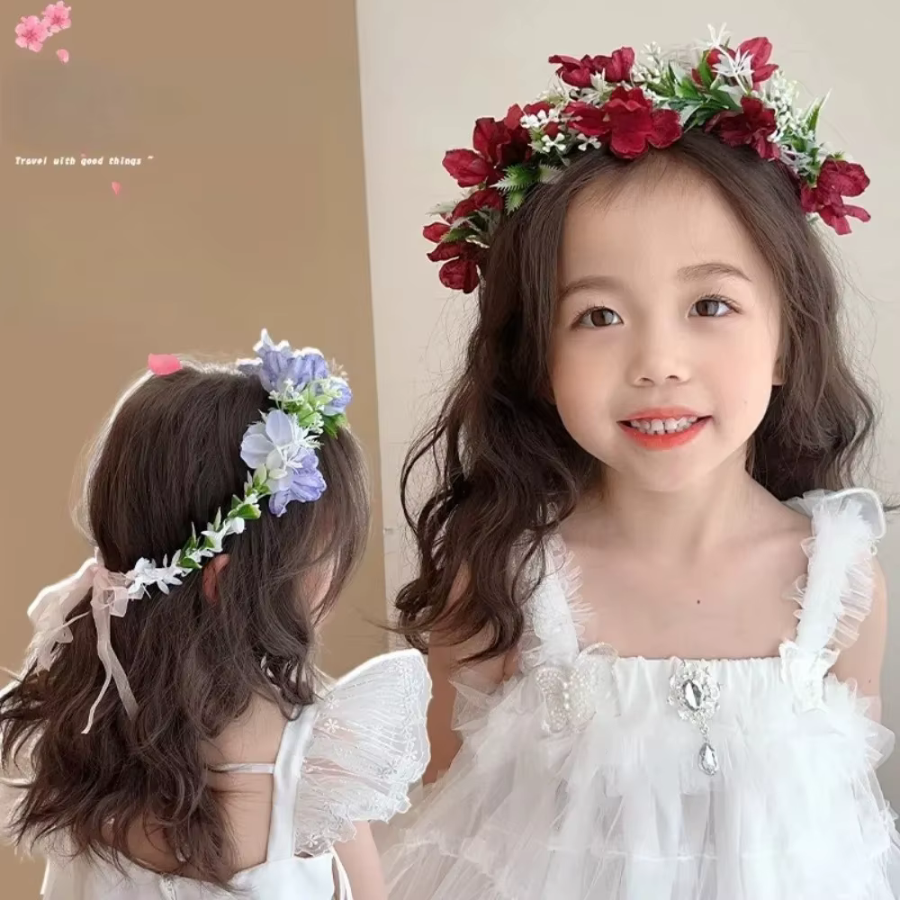 Fille couronnes de fleurs guirlande couronne diadème mariage Baroque bandeau cheveux fleur