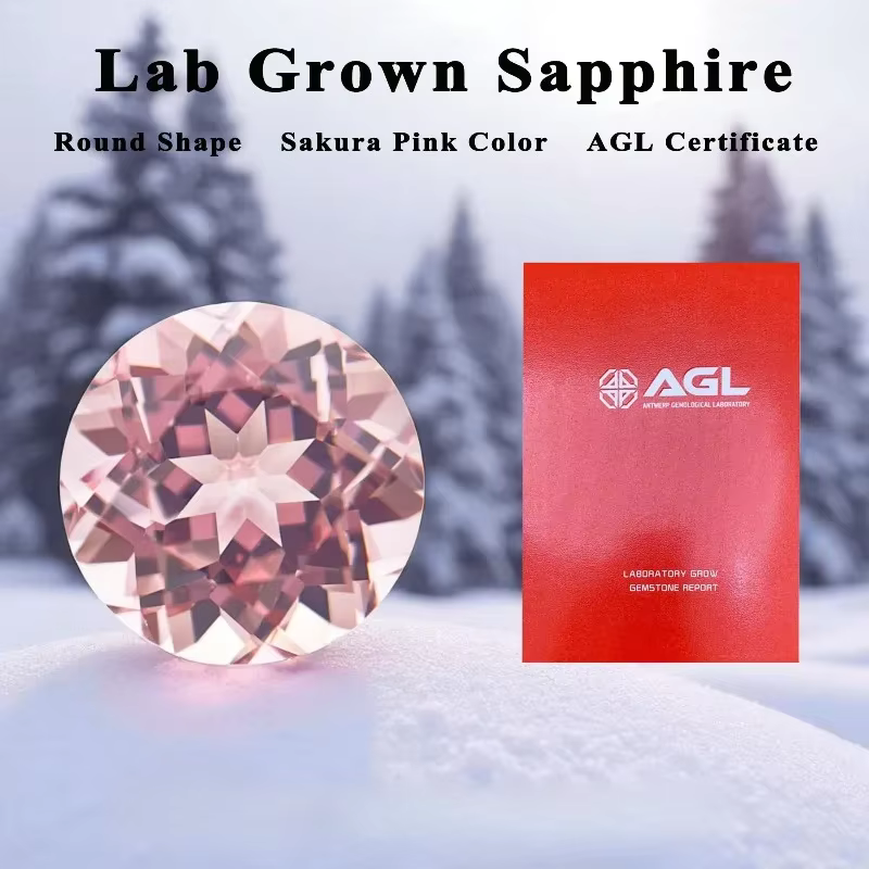 Saphir de laboratoire taille ronde couleur rose Morgan pour la fabrication de bijoux DIY