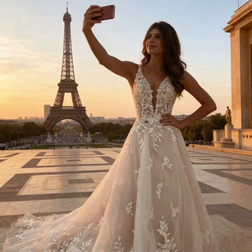 Robes de mariée personnalisées BEPEITHY sexy en dentelle coupe trapèze pour jeunes femmes françaises 2026