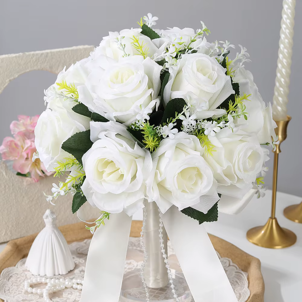 1 bouquet de mariée en forme de rose blanche