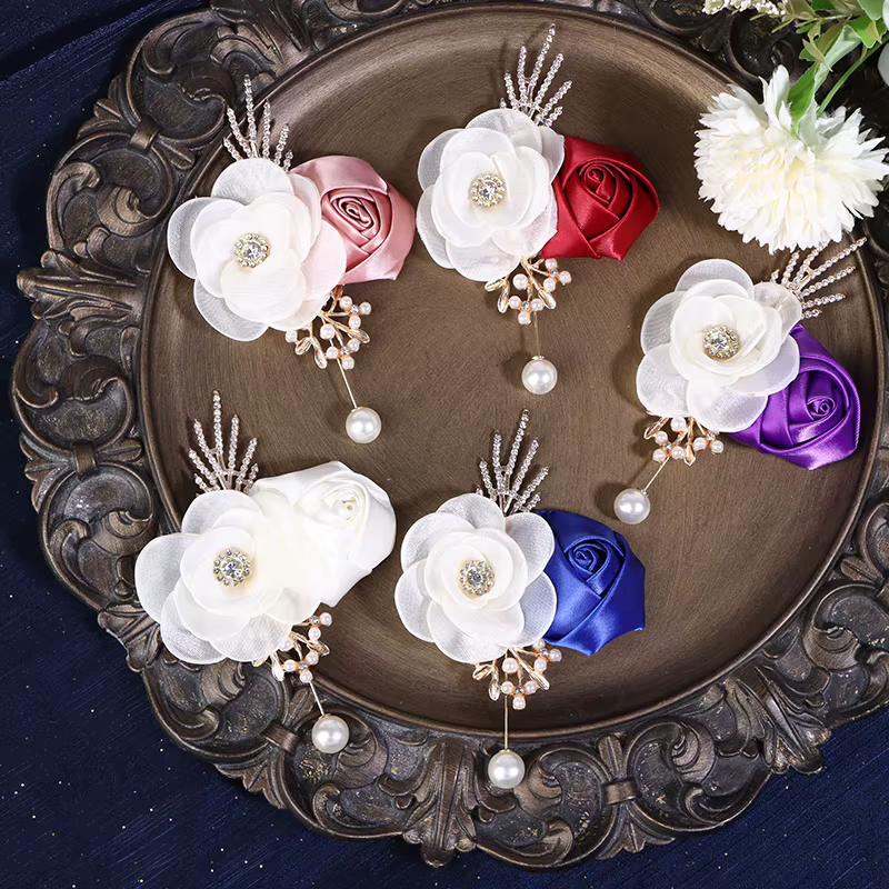 Boutonnière de marié, broche pour témoin de mariage