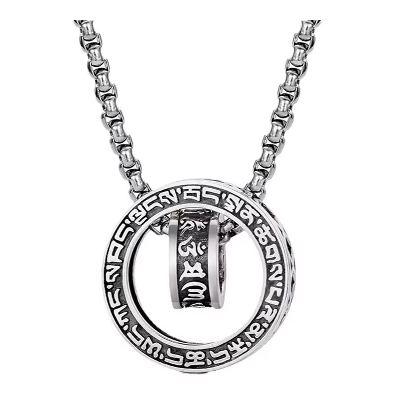 Pendentifs rétro à Double anneau Mantra à Six caractères