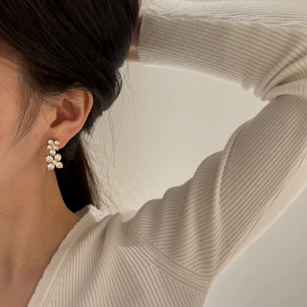 Vinregem Sparkling Lab créé saphir haute teneur en carbone diamant gemmes boucles d'oreilles en argent Sterling 925 bijoux fins en gros