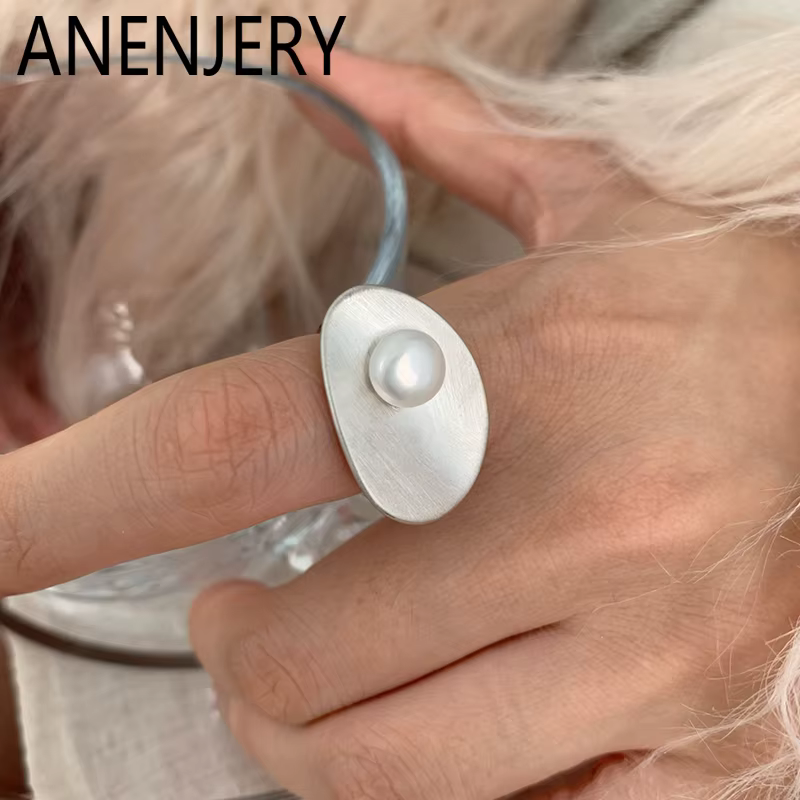 ANENJERY – bague en perles incrustées de géométrie irrégulière pour femmes