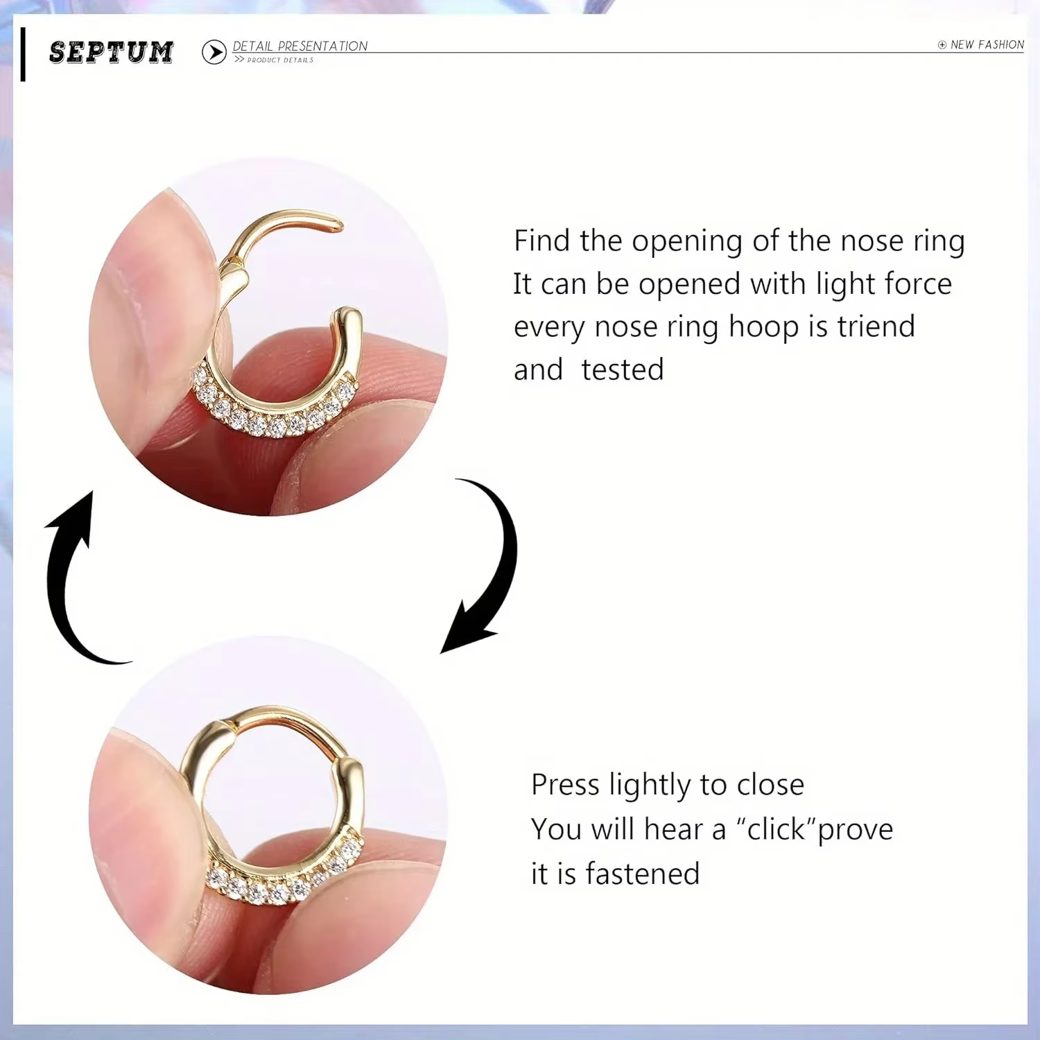 Florideco Septum anneaux 316L acier inoxydable opale Daith nez