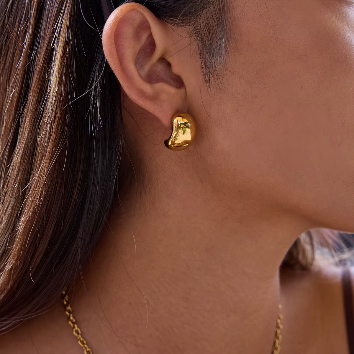 Yori exquis lisse C cerceau boucles d'oreilles pour femmes couleur or mode charme hypoallergénique Bijoux cadeau