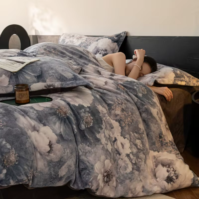 Parure de lit en velours de lait chaud