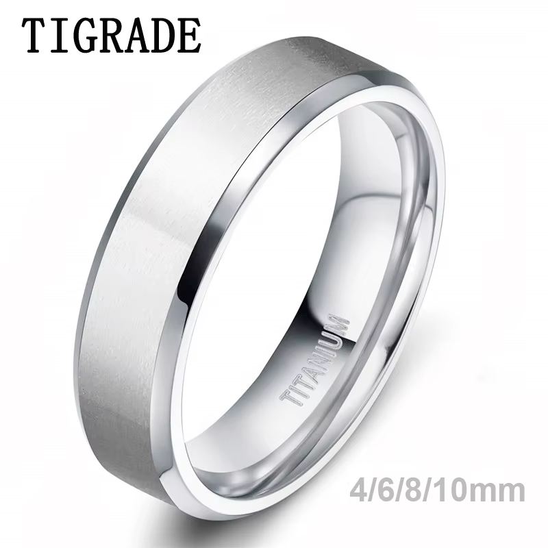 Tigrade 4/6/8/10mm couleur argent hommes bague en titane brossé homme alliance bagues de fiançailles mâle bijoux Couple anel feminino