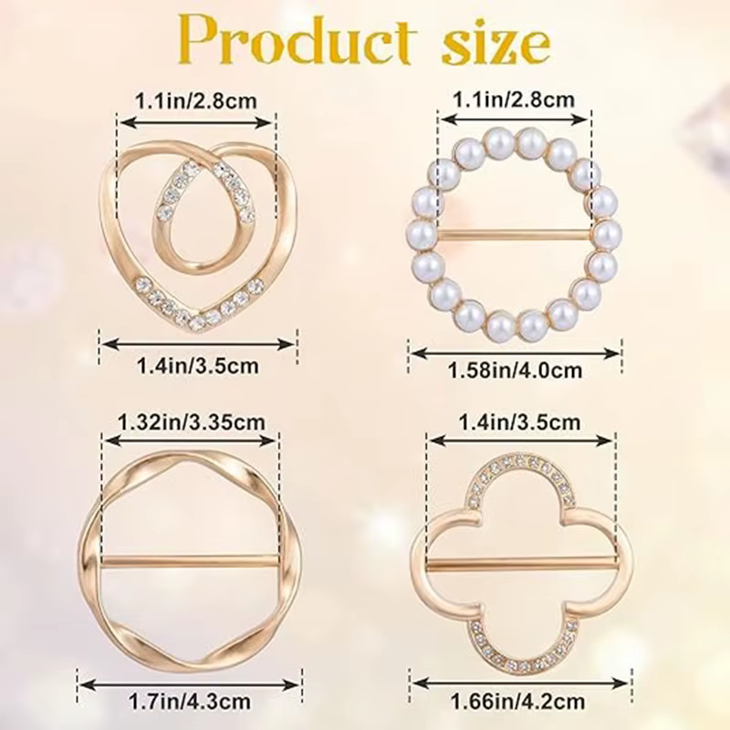 4 pièces écharpe anneau pince-t-shirt cravates Clips vêtements coin bouton noué pour les femmes mode métal rond cercle chemise pince boucle